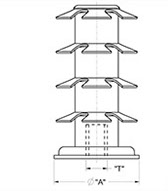 drawing of Heavy Duty Metal Threaded Insert with 4 Clips