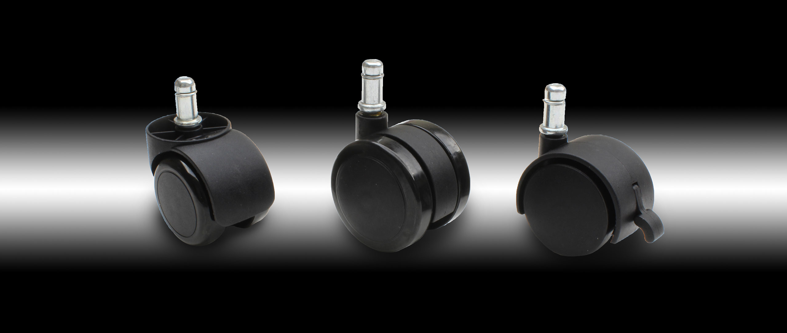 Hooded and Unhooded Twin Wheel Furniture Casters in slide show